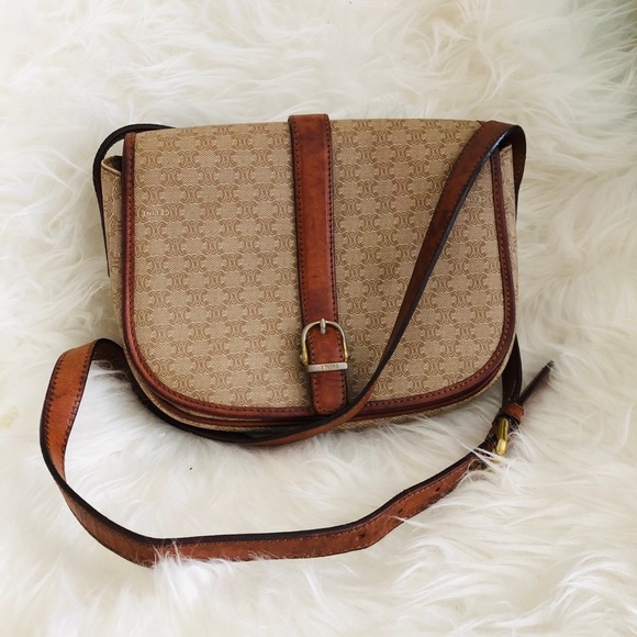 Vintage Celine White Macadam Leather Crossbody Bag - Picture 1 of 2